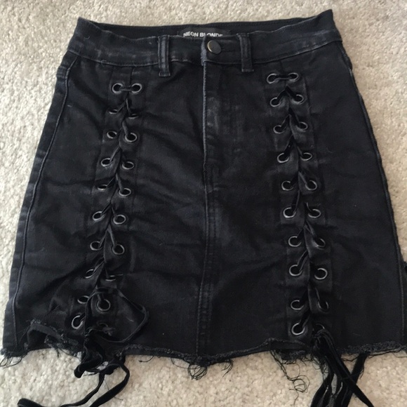 Planet Blue Dresses & Skirts - Planet Blue black lace up skirt.